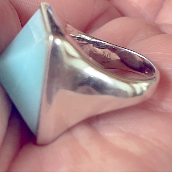 Designer Statement Ring! Heavy Sterling with Pyramid Chalcedony 20mm square! - Picture 10 of 10